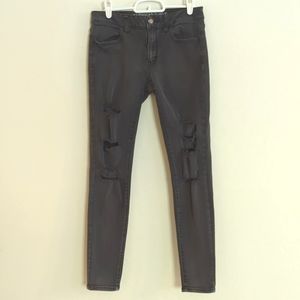 American Eagle Jegging Faded Black Distressed Denim Skinny Jean - Size 6
